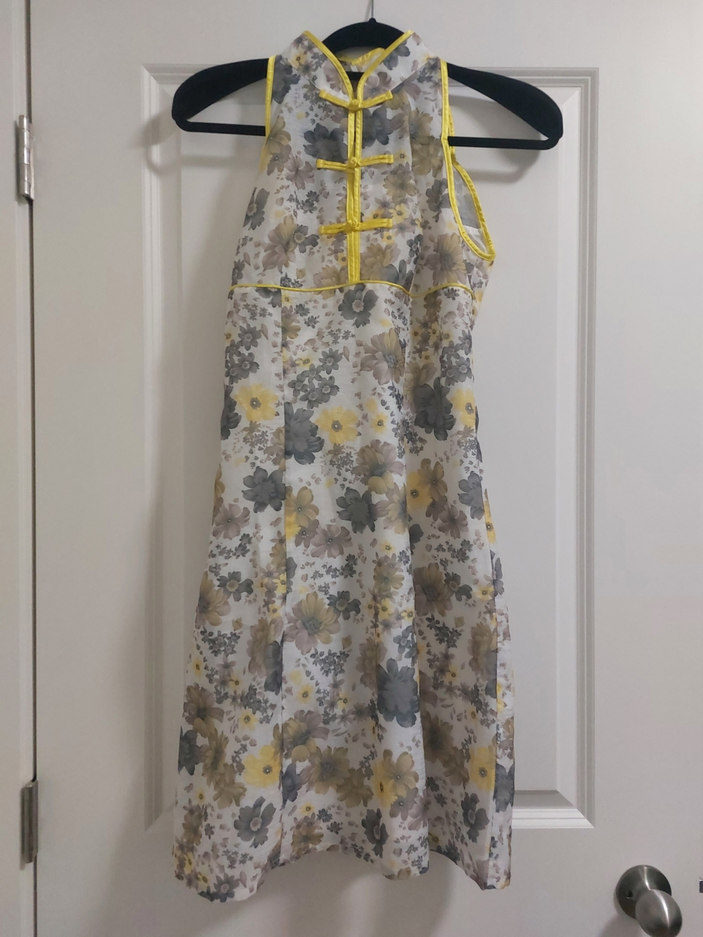 Tang Dynasty Modern Floral Qipao Cheongsam Dress Halter Style